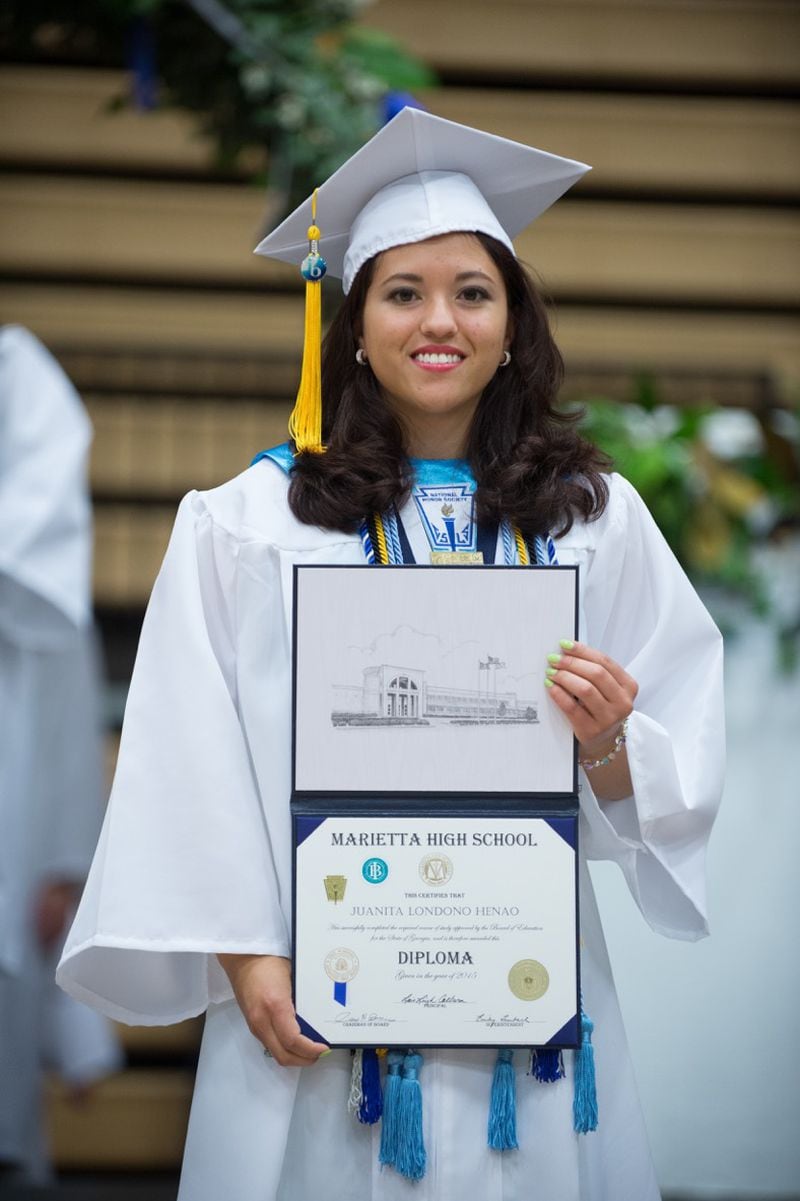 Juanita Londono graduated from Marietta High School in May and reports to the US Air Force Preparatory Academy soon. Photos: Johnny Walker