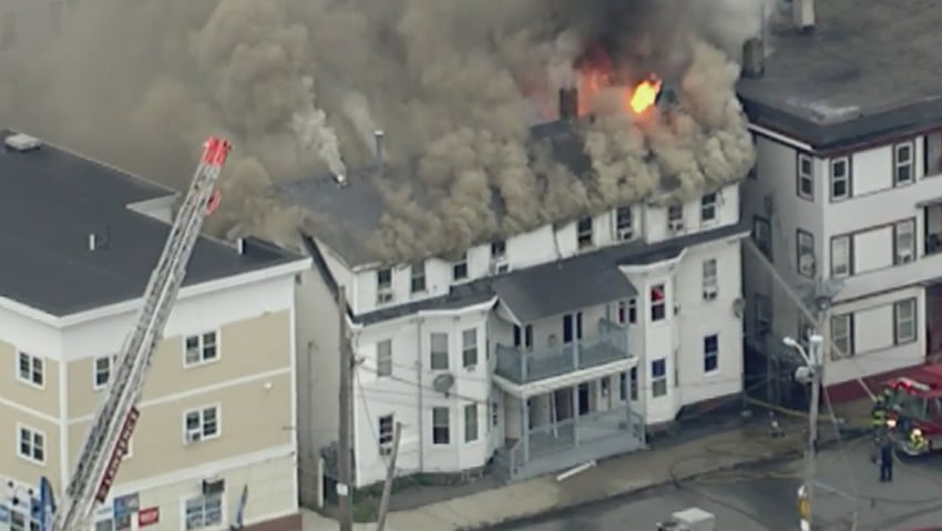 Photos: Fires and explosions destroy homes near Boston