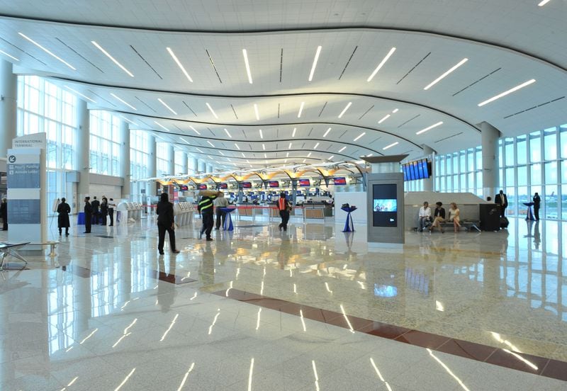 May 3, 2012 Atlanta - Interior shot during Opening Celebration at Maynard H. Jackson Jr. International Terminal in Atlanta on Thursday, May 3, 2012. On May 16, 2012, the doors will open on the Maynard H. Jackson Jr. International Terminal. Hyosub Shin, hshin@ajc.com