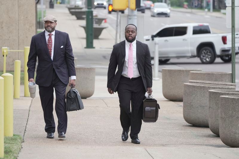 Tadarrius Bean arrives at the federal courthouse for the day's proceedings during the trial in the Tyre Nichols case Tuesday, Oct. 1, 2024, in Memphis, Tenn. (AP Photo/Karen Pulfer Focht)