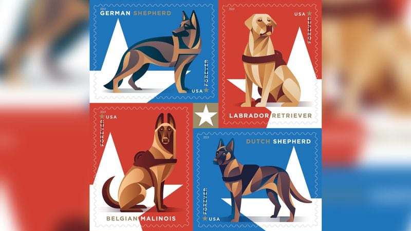 Military working dogs are among the new stamps introduced for 2019 by the U.S. Postal Service.