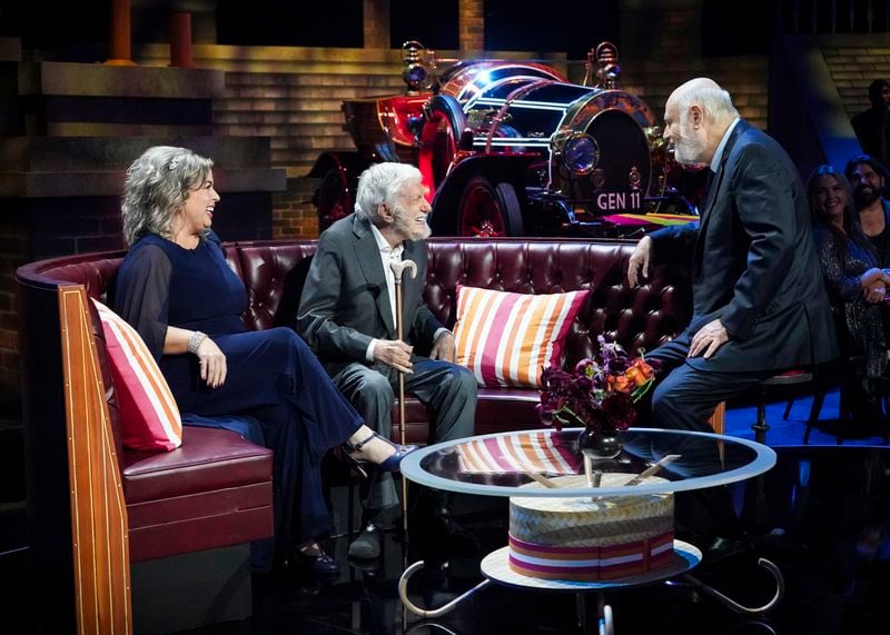 Dick Van Dyke and his wife Arlene Silver, visiting with Rob Reiner during the taping of "Dick Van Dyke 98 Years of Magic," airing Dec. 21 on CBS. CBS/Paramount