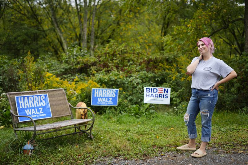 Heidi Priest speaks during an interview with The Associated Press in Butler, Friday, Sept. 27, 2024. (AP Photo/Matt Rourke)