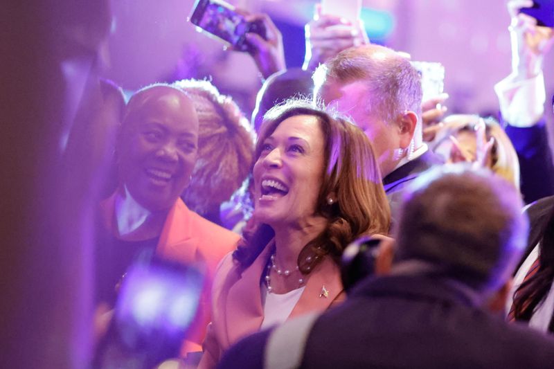 Vice President Kamala Harris greets supporters at the Democratic Party of Georgia’s Spring Soiree in Atlanta on Friday, May 12, 2023. (Natrice Miller/The Atlanta Journal-Constitution)