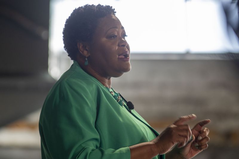 Atlanta mayoral candidate Felicia Moore said she would build a "respectful relationship" with whoever is governor. "And if we disagree," she said, "we do it in a way to make sure it doesn’t boil over.” (Alyssa Pointer/Atlanta Journal Constitution)