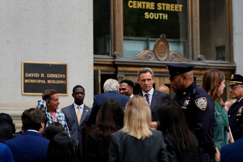 Tony Goldwyn films an episode of Law & Order, Friday, Sept. 27, 2024, in New York. (AP Photo/Julia Demaree Nikhinson)