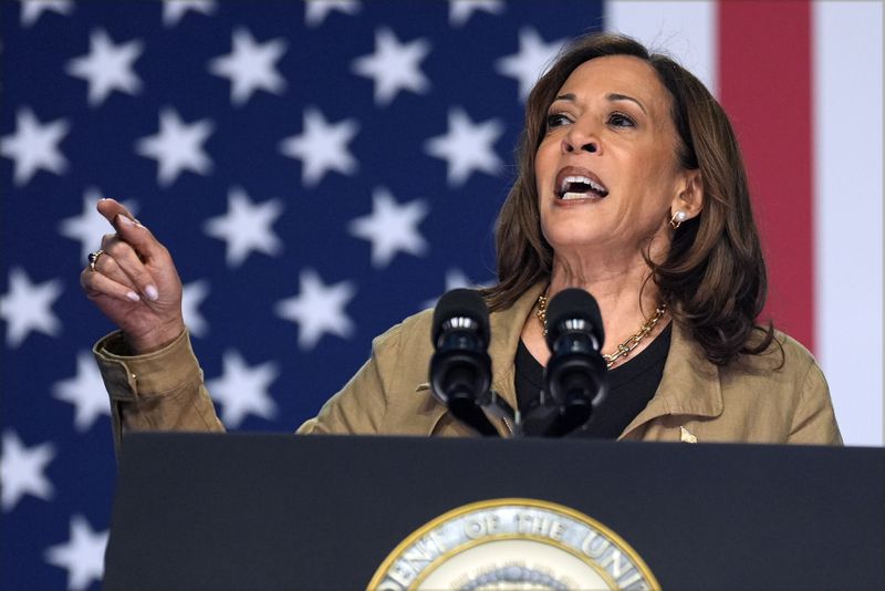 Democratic presidential nominee Vice President Kamala Harris speaks at Cochise College Douglas Campus in Douglas, Ariz., Friday, Sept. 27, 2024. (AP Photo/Carolyn Kaster)