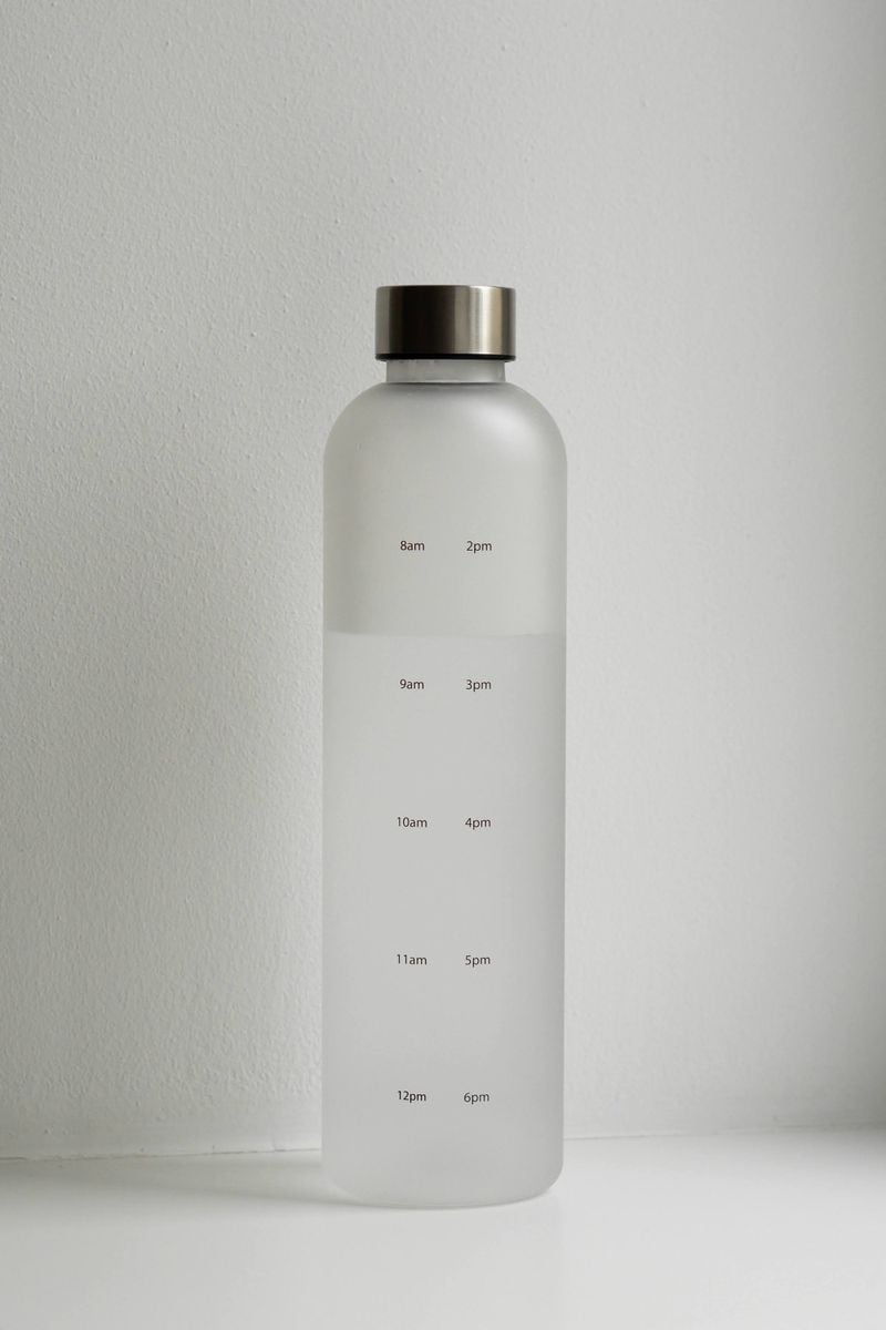 Keep track of water intake with a bottle designed with time markers throughout the day.
(Courtesy of Inside Then Out)