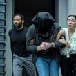 Donald Glover, left, and Maya Erskine in a scene from "Mr. and Mrs. Smith." Glover received two Emmy nominations for the show on Wednesday. (David Lee/Prime Video via AP)