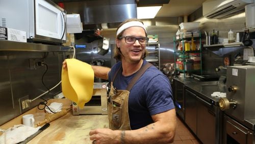 ATLANTA- 10-07-19- Chef Bruce Logue makes pasta noodles from scratch at his restaurant BoccaLupo in Atlanta, GA on Monday October 07, 2019. CONTRIBUTED BY TYSON HORNE