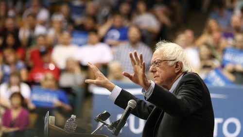 Democratic presidential candidate Sen. Bernie Sanders, I-Vt., speaks to his supporters during a campaign rally on Tuesday in Salem, Ore. Danielle Peterson/Statesman-Journal via AP