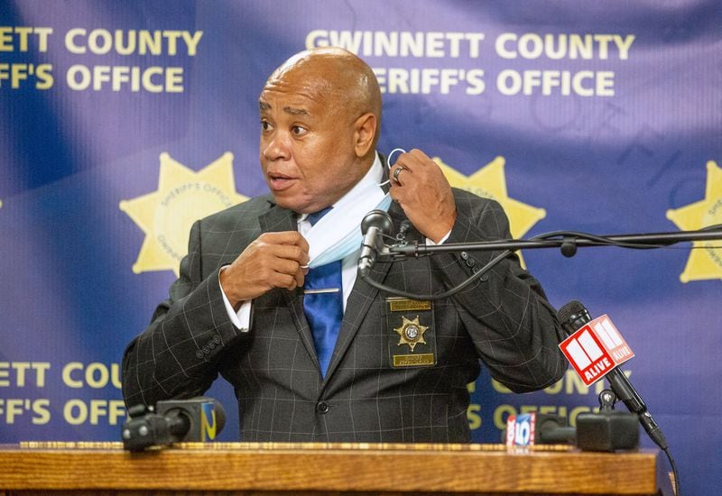 Newly elected sheriff Keybo Taylor speaks at a press conference at the Gwinnett County Jail on January 1, 2021. STEVE SCHAEFER FOR THE ATLANTA JOURNAL-CONSTITUTION