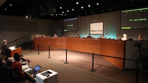 DeKalb County Board of Education conducts a board meeting Monday, April 18, 2022, in Stone Mountain, Ga. (Jason Getz / Jason.Getz@ajc.com)