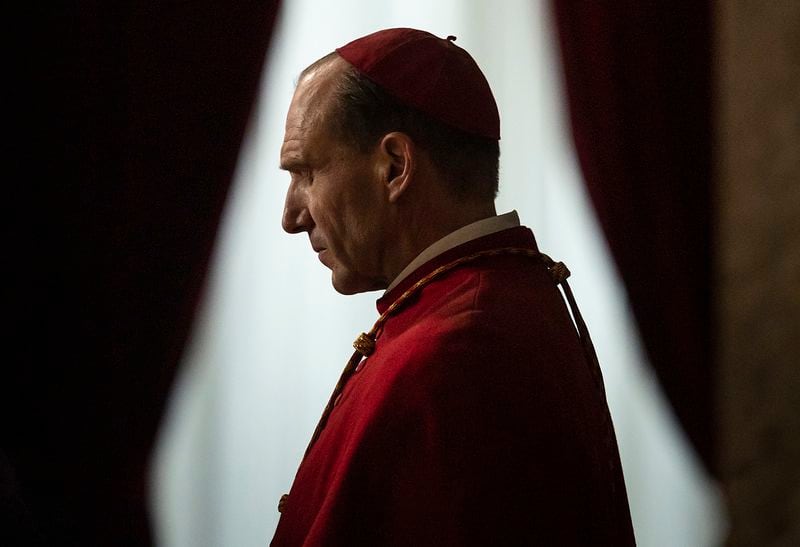 This image released by Focus Features shows Ralph Fiennes as Cardinal Lawrence in a scene from "Conclave." (Focus Features via AP)