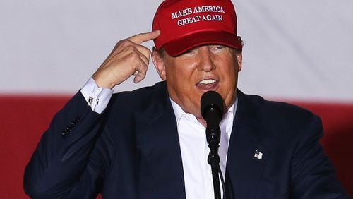 BOCA RATON, FL - MARCH 13: Republican presidential candidate Donald Trump speaks during his campaign rally at the Sunset Cove Amphitheater on March 13, 2016 in Boca Raton, Florida. Mr. Trump continues to campaign before the March 15th Florida primary. (Photo by Joe Raedle/Getty Images)