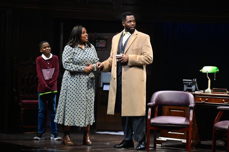 Cameron McCrae (from left), Amber Riley and Akron Lanier Watson in “The Preacher’s Wife.”