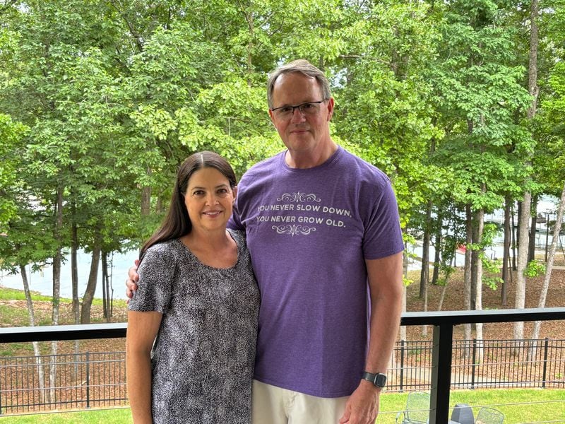 Kim and Robin Hines, outgoing GHSA executive director, at their home on Lake Hartwell, April 3, 2024.