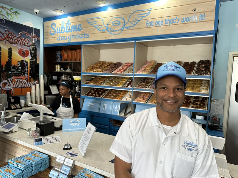 Kamal Grant June 4, 2024 at his Sublime Doughnuts in West Midtown with his Magic Middles cookies on the left. He was on "Gordon Ramsay's Food Stars" for three episodes in 2024. RODNEY HO/rho@ajc.com
