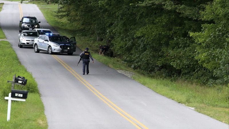 Matthew Thomas Bernard, 18, is arrested Tuesday, Aug. 27, 2019, near his Keeling, Va., home. Bernard is charged with murder in the slayings of his mother, Joan Bernard, 62, his sister, Emily Bivens, 24, and Bivens' 14-month-old son, Cullen.