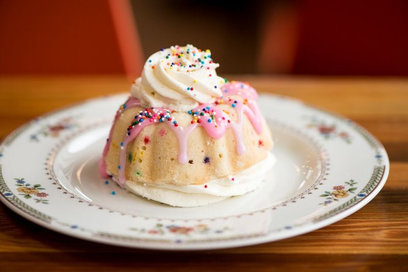  Birthday Cake dessert with royal icing, vanilla buttercream, and sprinkles. Photo credit- Mia Yakel.