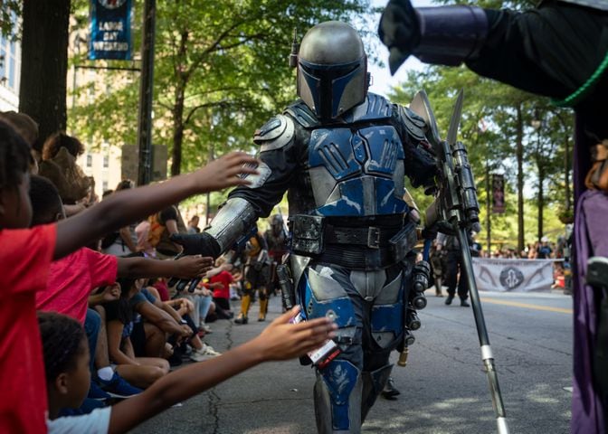 Thousands lined up along Peachtree Street Saturday morning for the annual Dragon Con parade.