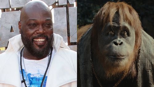 Marietta actor Peter Macon (left) voices wise orangutan Raka in the film "Kingdom of the Planet of the Apes," set many 300 years after the last film and out May 10, 2024. Alex J. Berliner/ABImages, 20TH CENTURY STUDIOS