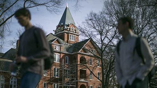 Students make their way across Georgia Tech's campus.