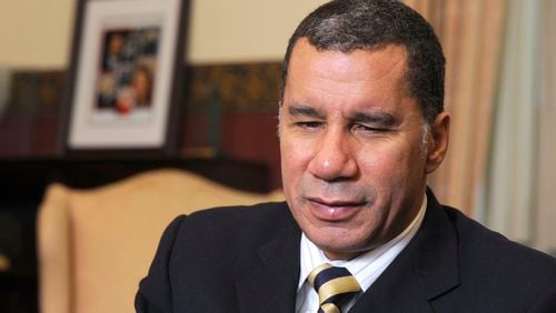 FILE - Then-New York Gov. David Paterson speaks during an interview at the Capitol in Albany, N.Y., on Tuesday, Nov. 30, 2010. (AP Photo/Tim Roske, File)