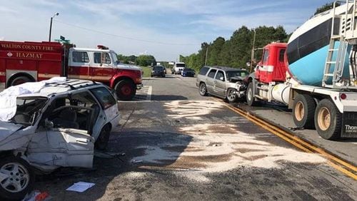 Two people died after a multivehicle wreck in Walton County on Tuesday afternoon.
