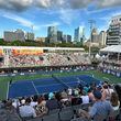 The Atlanta Open at Atlantic Station on Monday, July 22, 2024 during the exhibition match between Andy Roddick and John Isner versus the Bryan brothers Bob and Mike