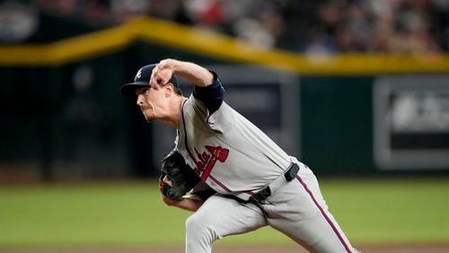 Atlanta Braves pitcher Max Fried throws against the Arizona Diamondbacks during the second inning of a baseball game, Thursday, July 11, 2024, in Phoenix. (AP Photo/Matt York)