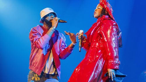 FILE - Prakazrel “Pras” Michel, left, and Lauryn Hill, of the Fugees, perform during the 25th anniversary tour for "The Miseducation of Lauryn Hill' in Inglewood, Calif., on Nov. 5, 2023. (Photo by Willy Sanjuan/Invision/AP, File)