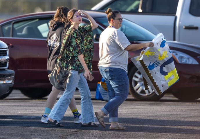 Apalachee High School students returned to the Barrow County campus for the first time Monday, Sept. 23, 2024 after police say a 14-year-old student shot and killed four people at the school on Sept. 4. Barrow County Sheriff Jud Smith called the return “a huge step for us healing” in a briefing with reporters ahead of an open house for students. (John Spink/AJC)