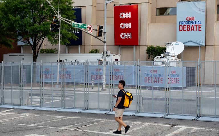 Police block multiple streets ahead of the 2024 CNN Presidential Debate 