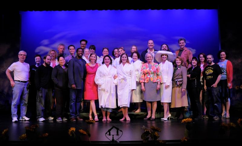 Heady times: The cast and crew of “Calendar Girls,” the musical that made its U.S. premiere at Georgia Ensemble Theatre in 2015.