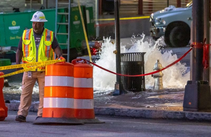 Last month's water main break at West Peachtree and 11th streets. 