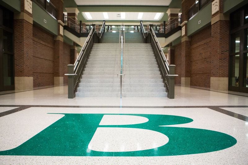 The lobby of the new Buford High School in Buford. (Casey Sykes for The Atlanta Journal-Constitution)