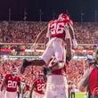 Alabama running back Jam Miller (26) celebrates his touchdown with offensive lineman Kadyn Proctor during the first half of an NCAA college football game against Georgia, Saturday, Sept. 28, 2024, in Tuscaloosa, Ala. (AP Photo/Vasha Hunt)