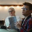 Candace Rowell (right), organizer, and Jessica Perlove discuss "The Bluest Eye" by Toni Morrison this month with other participants, who have joined online, at a banned book club meeting at Virginia-Highland Church, Thursday, September 19, 2024, in Atlanta. (Hyosub Shin / AJC)