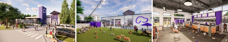 Renderings of Skiptown, a dog park and restaurant set to open in Kirkwood. / Courtesy of Skiptown