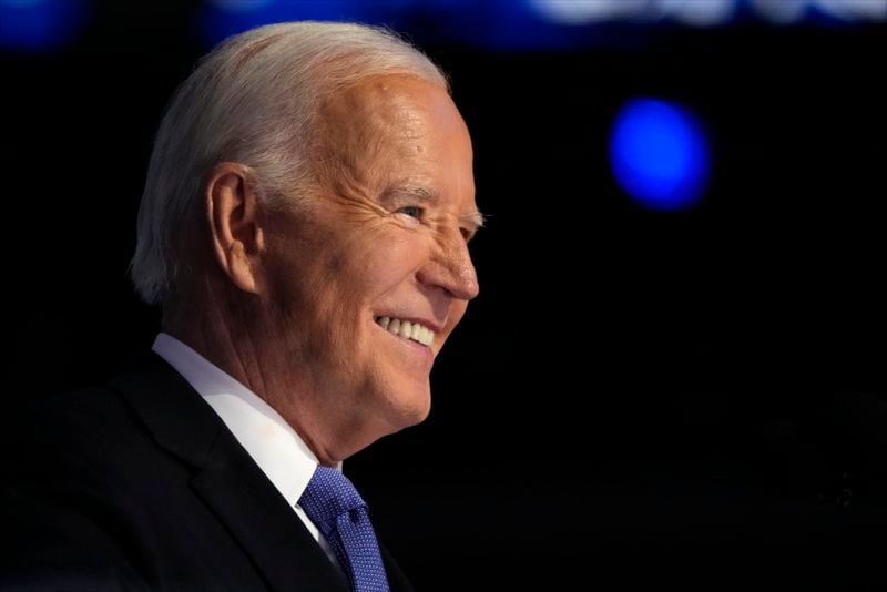 President Joe Biden speaks during the first day of Democratic National Convention, Monday, Aug. 19, 2024, in Chicago. (AP Photo/Jacquelyn Martin)