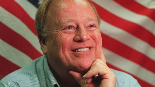 Max Cleland at his Atlanta campaign HQ Monday. Cleland is running U.S. Senate. (AJC Staff Photo/William Berry) 8/96