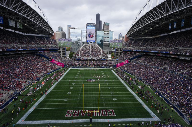 A general view of Lumen Field as Washington State plays Washington during the first half of an NCAA college football game, Saturday, Sept. 14, 2024, in Seattle. (AP Photo/Lindsey Wasson)