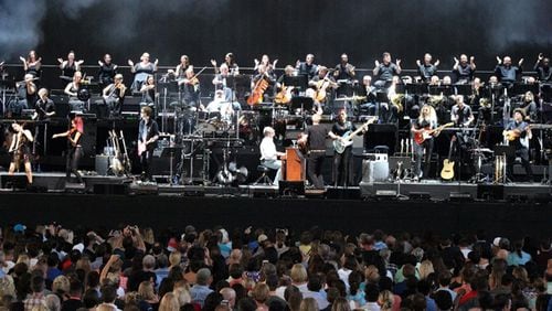 Hans Zimmer and his 60-plus musicians dive into "Driving Miss Daisy" at the start of their July 18 performance at Verizon Amphitheatre. Photo: Melissa Ruggieri/AJC