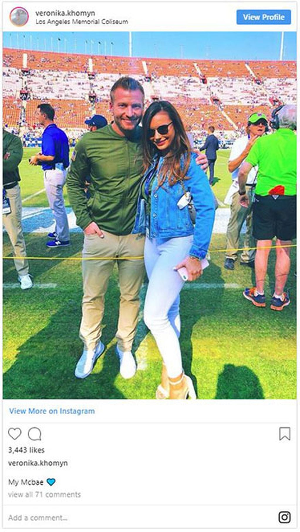 A profile of Sean McVay's fiancée Veronika Khomyn