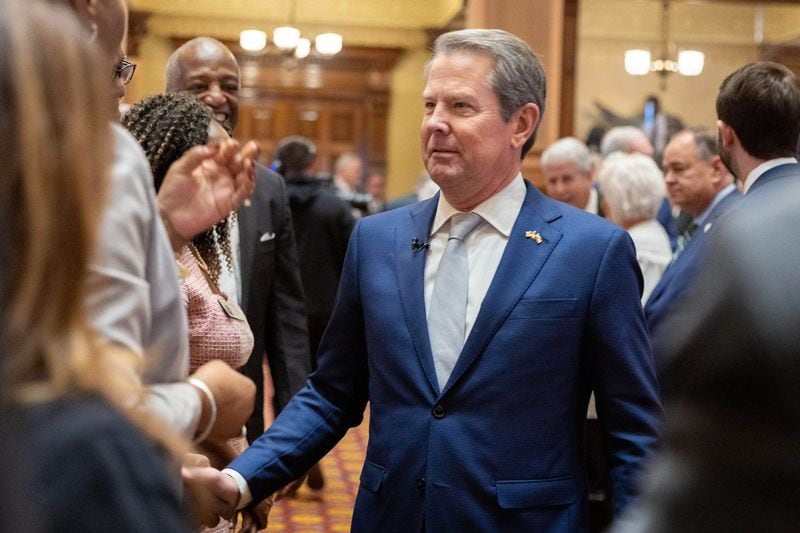Georgia Gov. Brian Kemp enters the House of Representatives for the State of the State address at the Capitol on Thursday, Jan. 11, 2024, in Atlanta. (Arvin Temkar/The Atlanta Journal-Constitution/TNS)