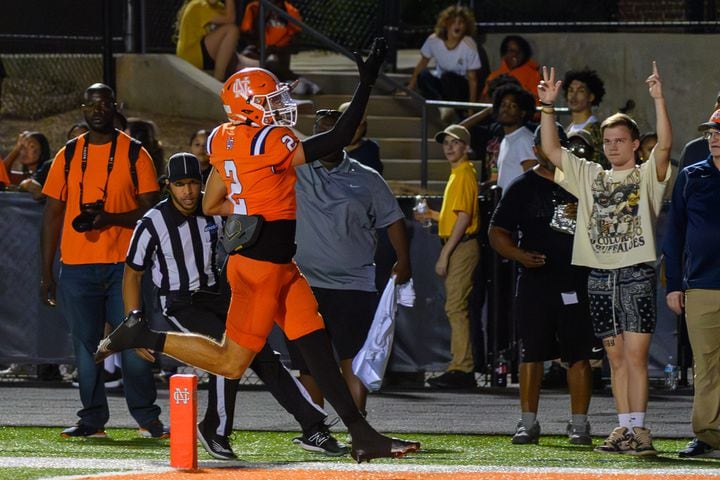 North Cobb’s wide receiver, Steele Ingram, runs the ball in for a touchdown during the football game against McEachern in Kennesaw, GA on August 23, 2024 (Jamie Spaar for the Atlanta Journal Constitution)