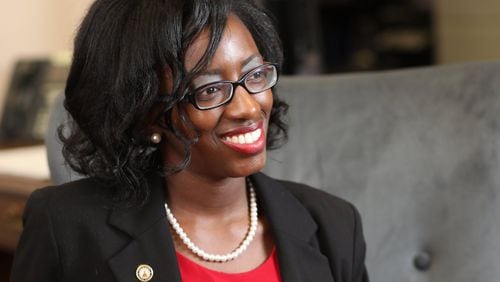 October 11, 2018 - Atlanta: Rep. Dar’shun Kendrick, D-Lithonia, is interviewed in her office at the Coverdell Legislative Office Building Thursday, October 11, 2018, in Atlanta. Rep. Kendrick is entering her ninth year as a state representative. This is a story on business women running for political offices. (JASON GETZ/SPECIAL TO THE AJC)