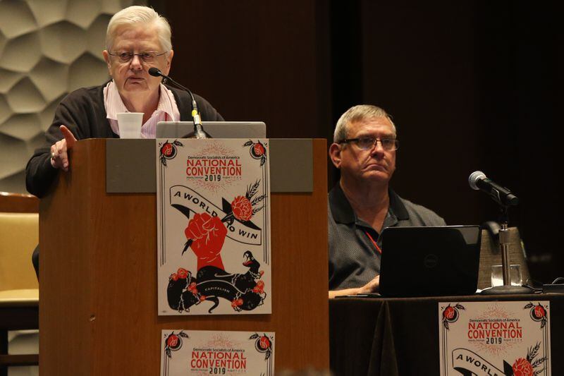 Chris Riddiough, chair of the Democratic Socialists of America 2019 convention, speaks during the Democratic Socialists of America National Convention at the Westin Hotel in Atlanta on Friday, August 2, 2019. (Photo: Christina Matacotta/Christina.Matacotta@ajc.com)