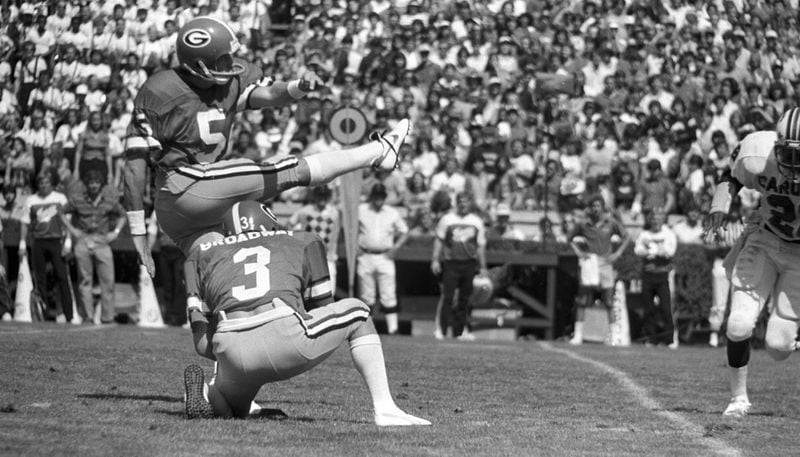 Georgia’s Kevin Butler kicks a field goal. (AJC file photo)